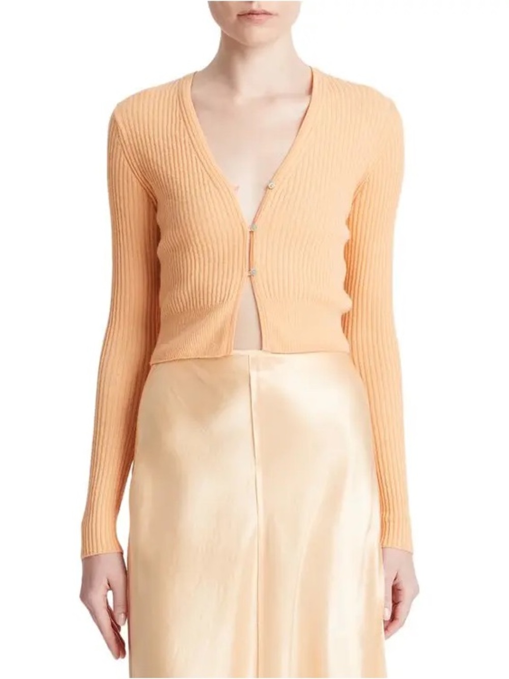 ✨ Like New Vince Cashmere and Silk Cropped Cardigan in Cantaloupe ✨